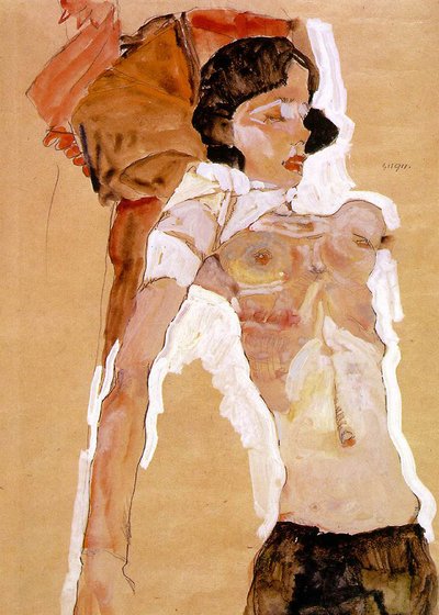 Semi-nude Reclining by Egon Schiele